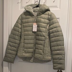 Women's Olive Puffer 2 IN 1 Reversible Jacket